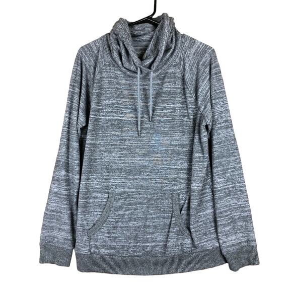 St Johns Bay Active Womens Sweater Heathered Gray Cowl Neck Rayon Stretch L - Picture 1 of 11